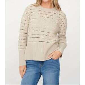 NEW SIX/FIFTY jaden crochet sweater in bone